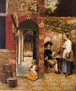 Courtyard with an Arbor and Drinkers